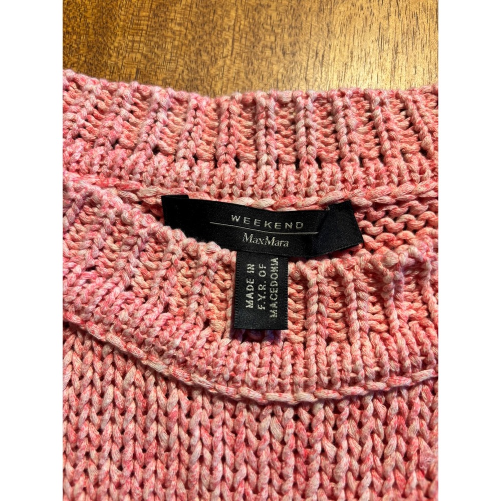 Weekend MaxMara Cotton‎ Knit Sweater Salmon Pink Crew Neck Casual Top M - Picture 2 of 5